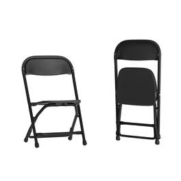 Emma + Oliver - 2 Pack Kids Plastic Folding Chair Daycare Home School Furniture - Black