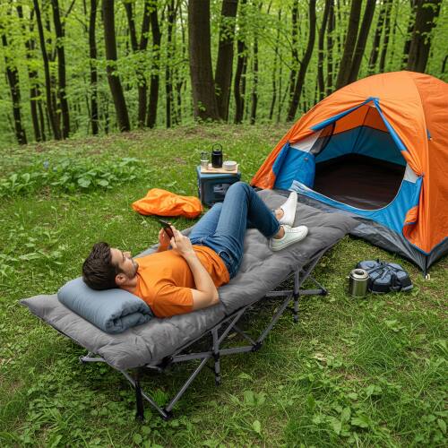 Alt View 7. Winado - Portable Folding Camping Cot Bed with Soft Pad for Outdoor Adults Sleeping Bed - Gray.