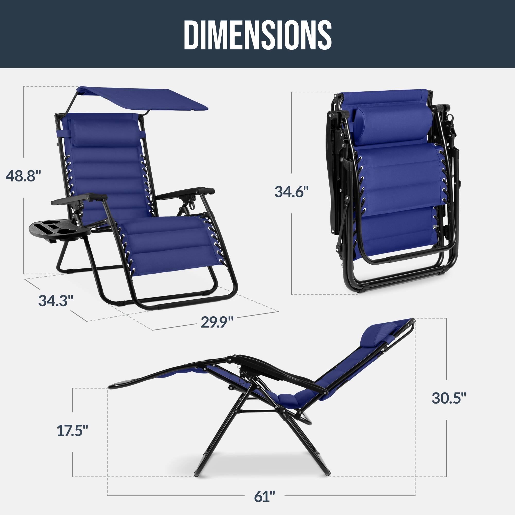DIMENSIONS

48.8" 34.6" 34.3" 29.9" 30.5" 17.5" 61"