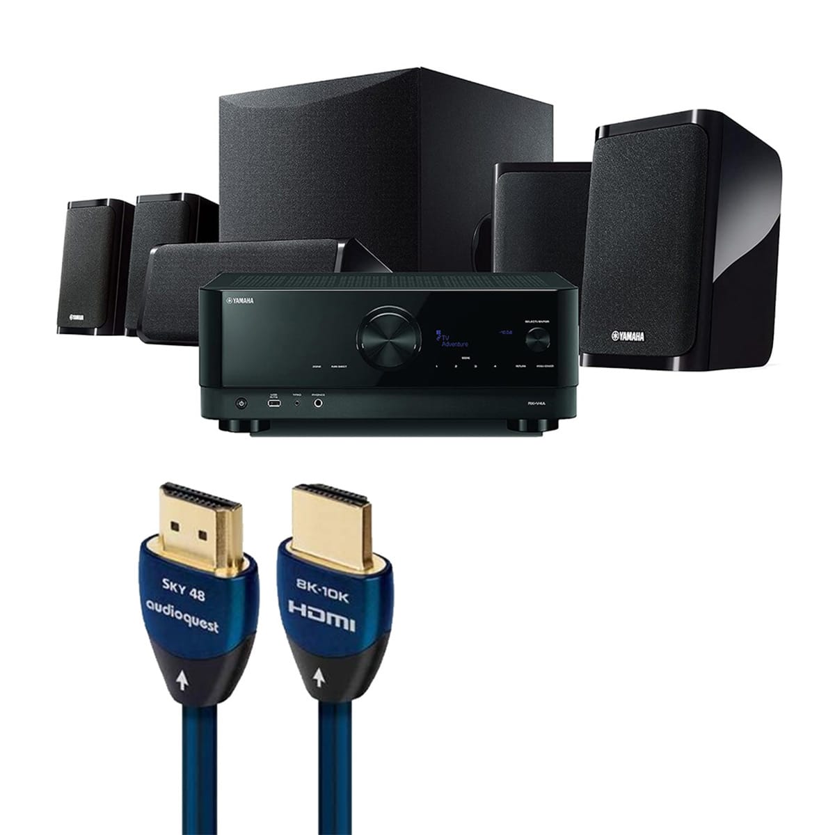 Yamaha - YHT-5960U 5.1Ch Home Theater System Bundle with AudioQuest Sky 3m HDMI - Black