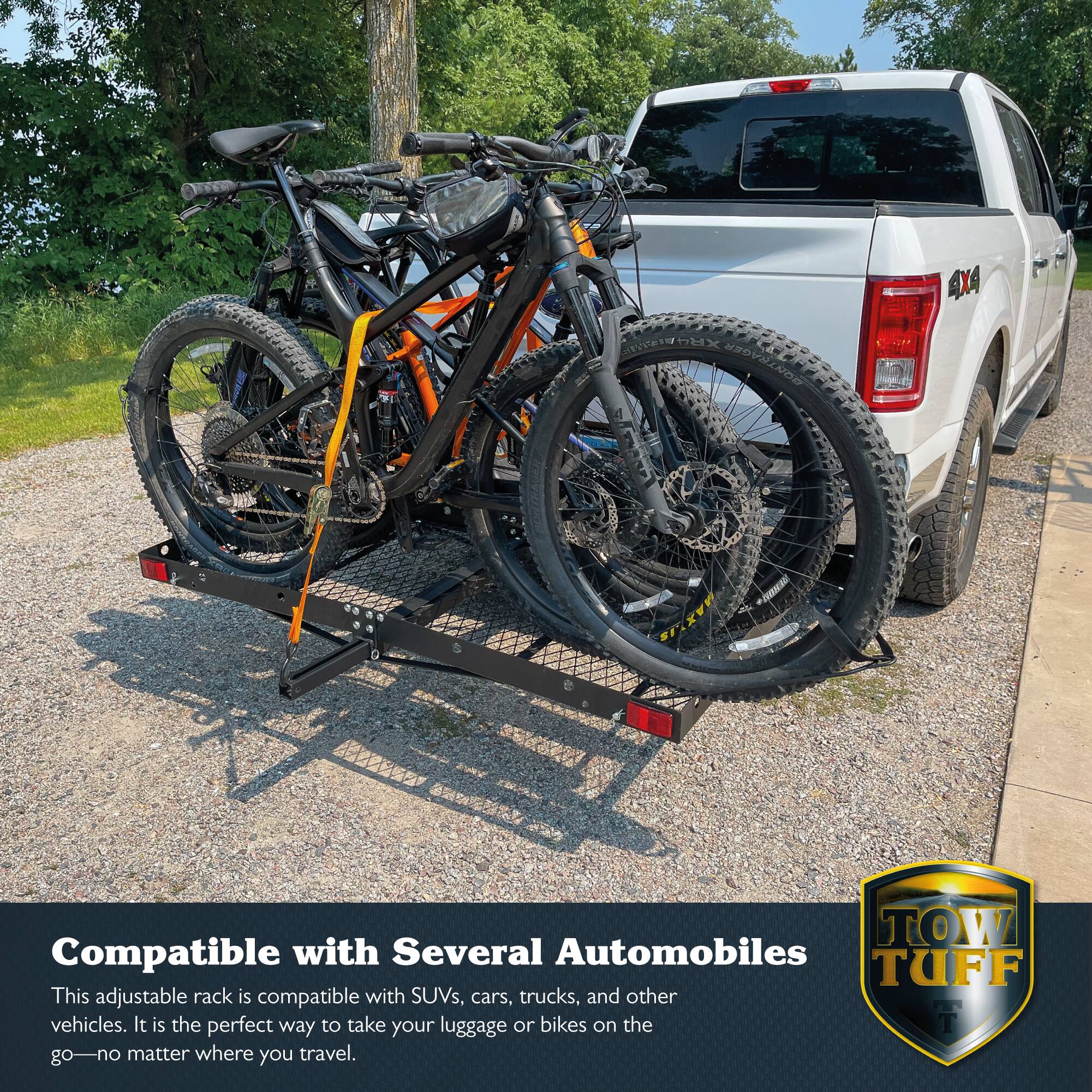 OHX DEX BONTRAGER 4XA TOW Compatible with Several Automobiles TUFF

This adjustable rack is compatible with SUVs, cars, trucks, and other vehicles. It is the perfect way to take your luggage or bikes on the go—no matter where you travel.