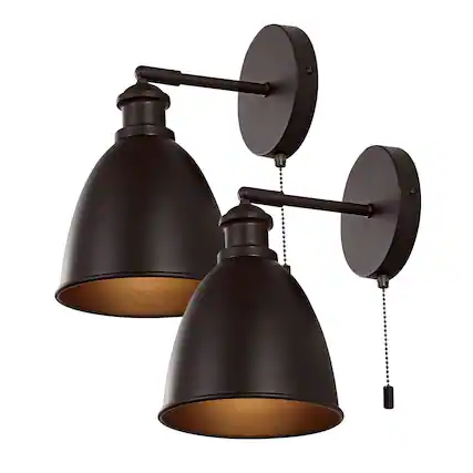 Front. Jonathan Y - Hudson 6.5" 1-Light Farmhouse Bohemian Iron LED Sconce, Oil Rubbed Bronze (Set of 2) - Oil Rubbed Bronze.