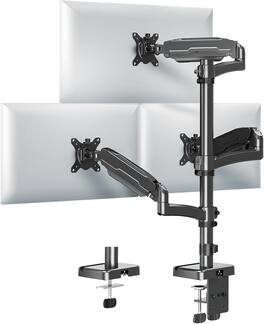 FINEAK - Triple Monitor Mount for Max 32" Computer Screen, Adjustable 3 Monitor Desk Mount - Black