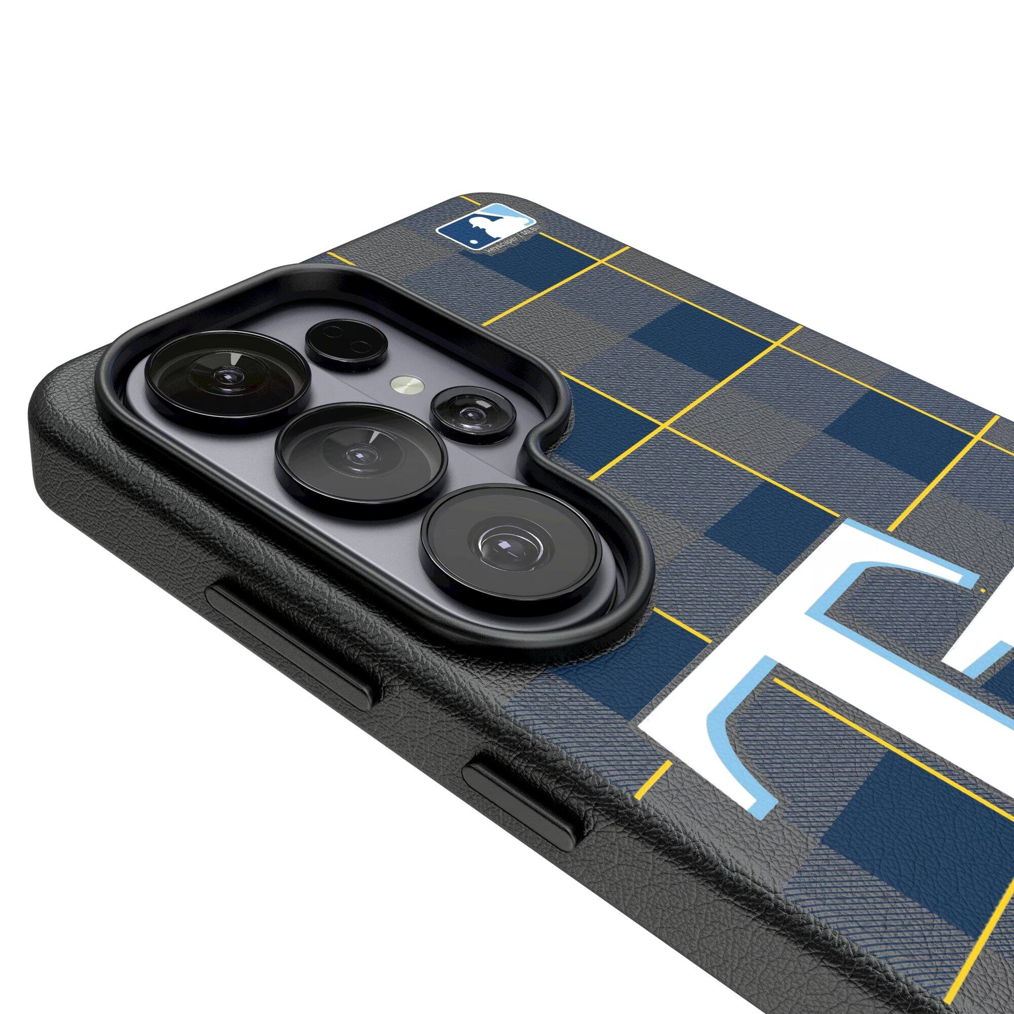Alt View 2. Keyscaper - Tampa Bay Rays Plaid Galaxy Magnetic Bump Case - S26 Ultra - Black.