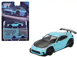 Toyota GR86 "LB-Nation - Liberty Walk" with Carbon Hood Limited Edition 1/64 Diecast Model Car by Mini GT - Baby Blue