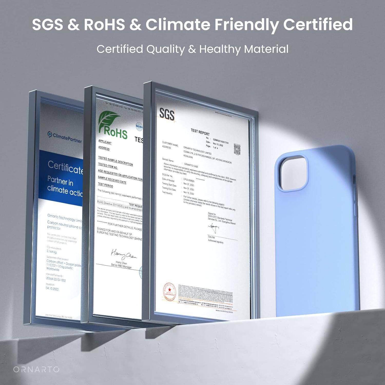 SGS & RoHS & Climate Friendly Certified
Certified Quality & Healthy Material
ClimatePartner
RoHS TES
APPLICANT ADDRESS
TESTED SAMPLE DESCRIPTION
CERTIFICATE NUMBER
REQUESTED FOR APPLICATION FOR
TEST PERIOD
SAMPLE CATEGORY
Partner in climate actic
SGS TEST REPORT
Hanga Che
ORNARTO