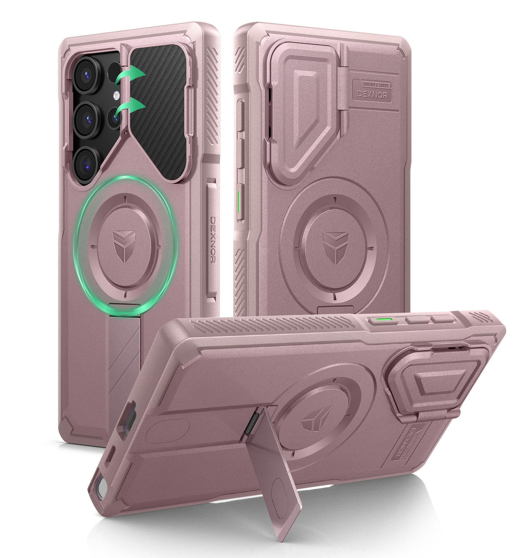 Dexnor - Rugged Case for Samsung Galaxy S24 Ultra with Flip Camera Cover, Compatible with MagSafe, Shockproof Protective Cover - Peony Pink price history on PriceWatchPro