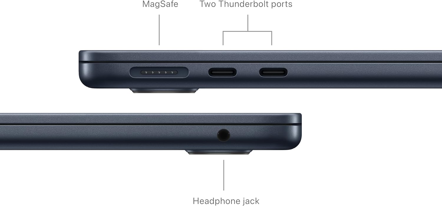 MagSafe  
Two Thunderbolt ports  
Headphone jack