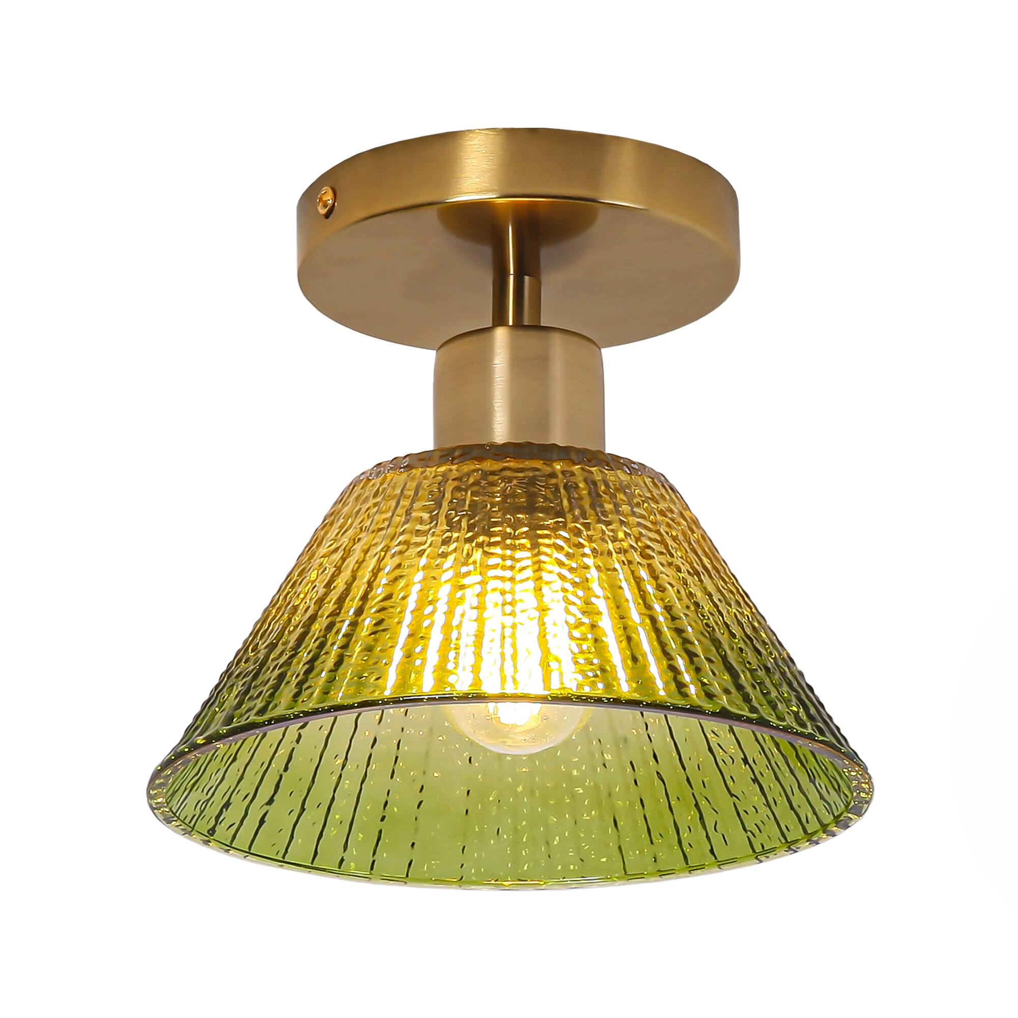 Alt View 2. Parrot Uncle - 7.5" Vintage Green Glass Hallway Semi Flush Mount Ceiling Light - Green.