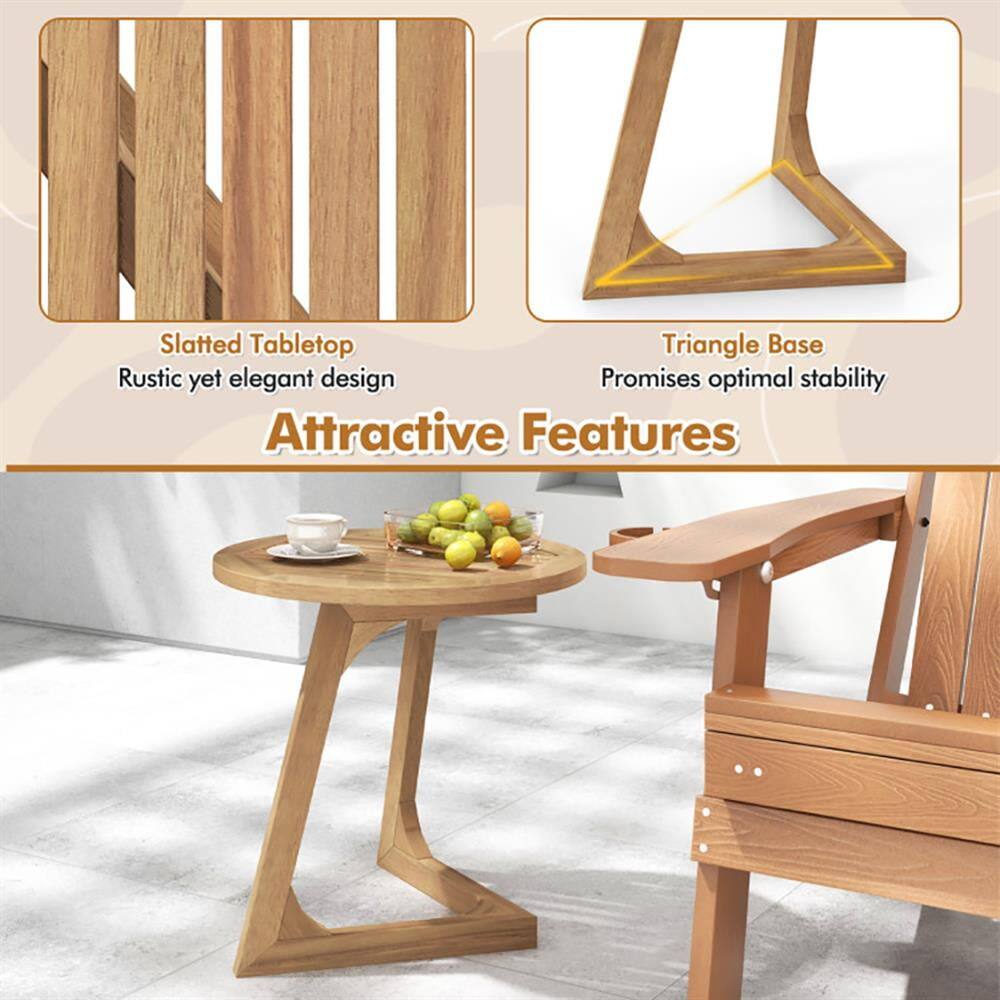 Slatted Tabletop  
Rustic yet elegant design  

Triangle Base  
Promises optimal stability  

Attractive Features