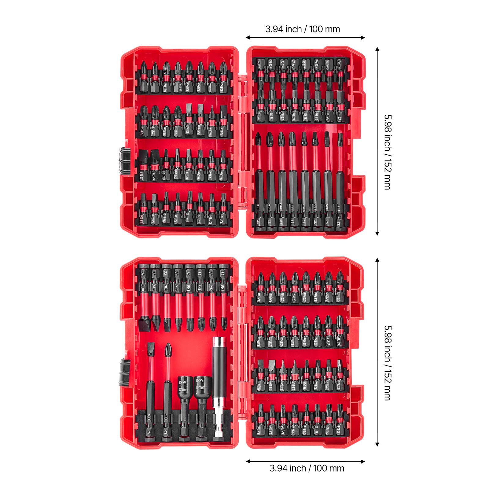 3.94 inch / 100 mm  
5.98 inch / 152 mm