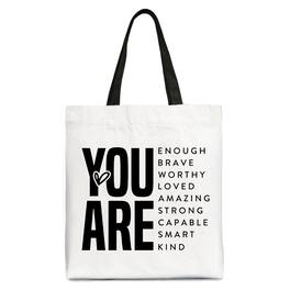 OrnamentallyYou - Inspirational Words Canvas Tote Bag, Minimalist Gift Shopper for Encouraging and Loving Significant Others - White Black