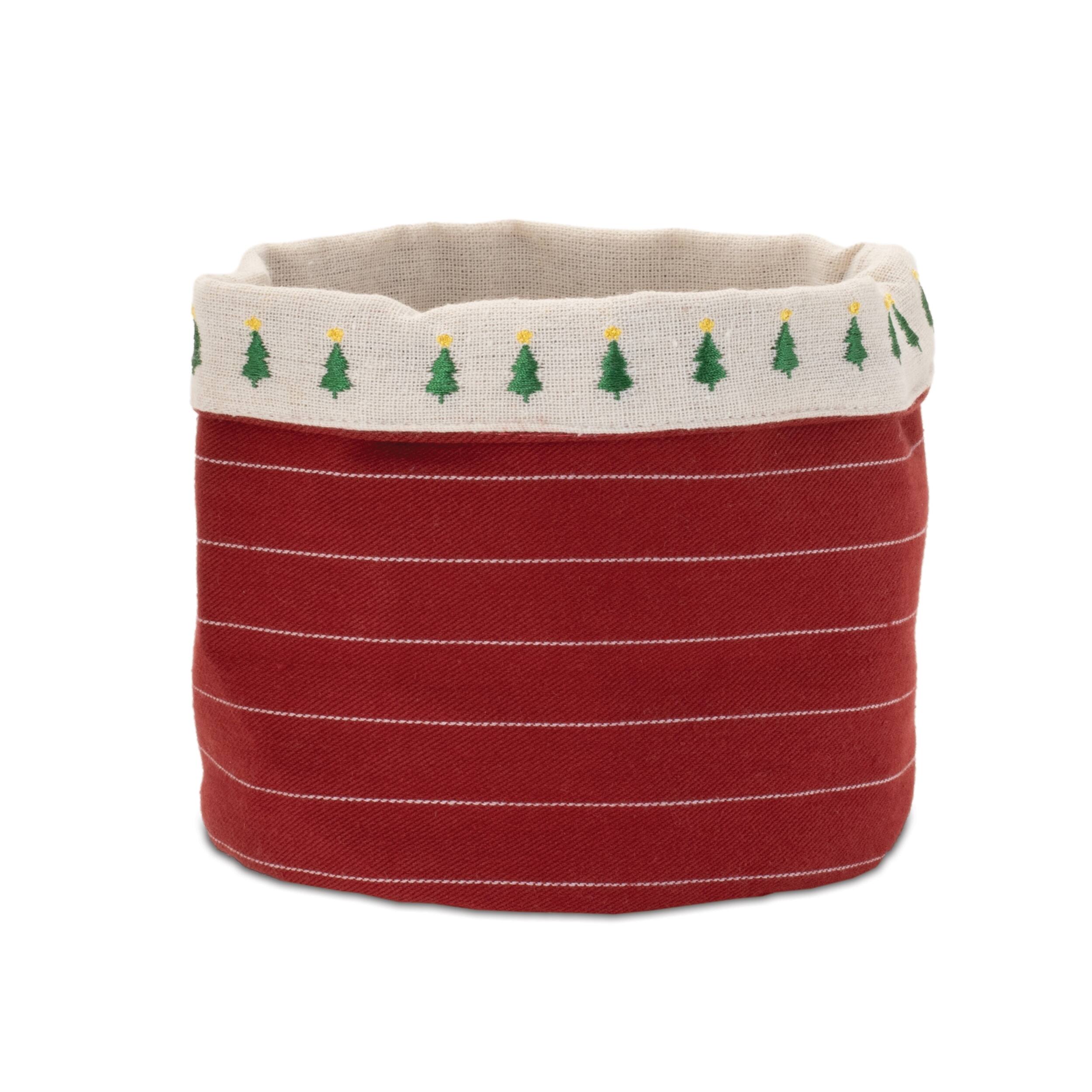 Left. BreeBe - Fabric Pine Tree Pot Cover (Set of 2) - Red, White.