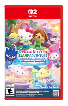 2 NINTENDO SWITCH HELLO KITTY ISLAND ADVENTURE NINTENDO SWITCH 2 EDITION: FRIENDSHIP BUNDLE WHEATFLOUR CITY TOWN WONDERLAND EVERYONE ENFANTS et ADULTES
Samrio Sunblink
This and the Nintendo Switch 2 Edition comprises the Nintendo Switch game and the Nintendo Switch 2 Edition upgrade pack. The upgrade pack is also available separately. For details, see ESRB nintendo.com/eu/nintendo-switch-2-edition - E (Everyone)