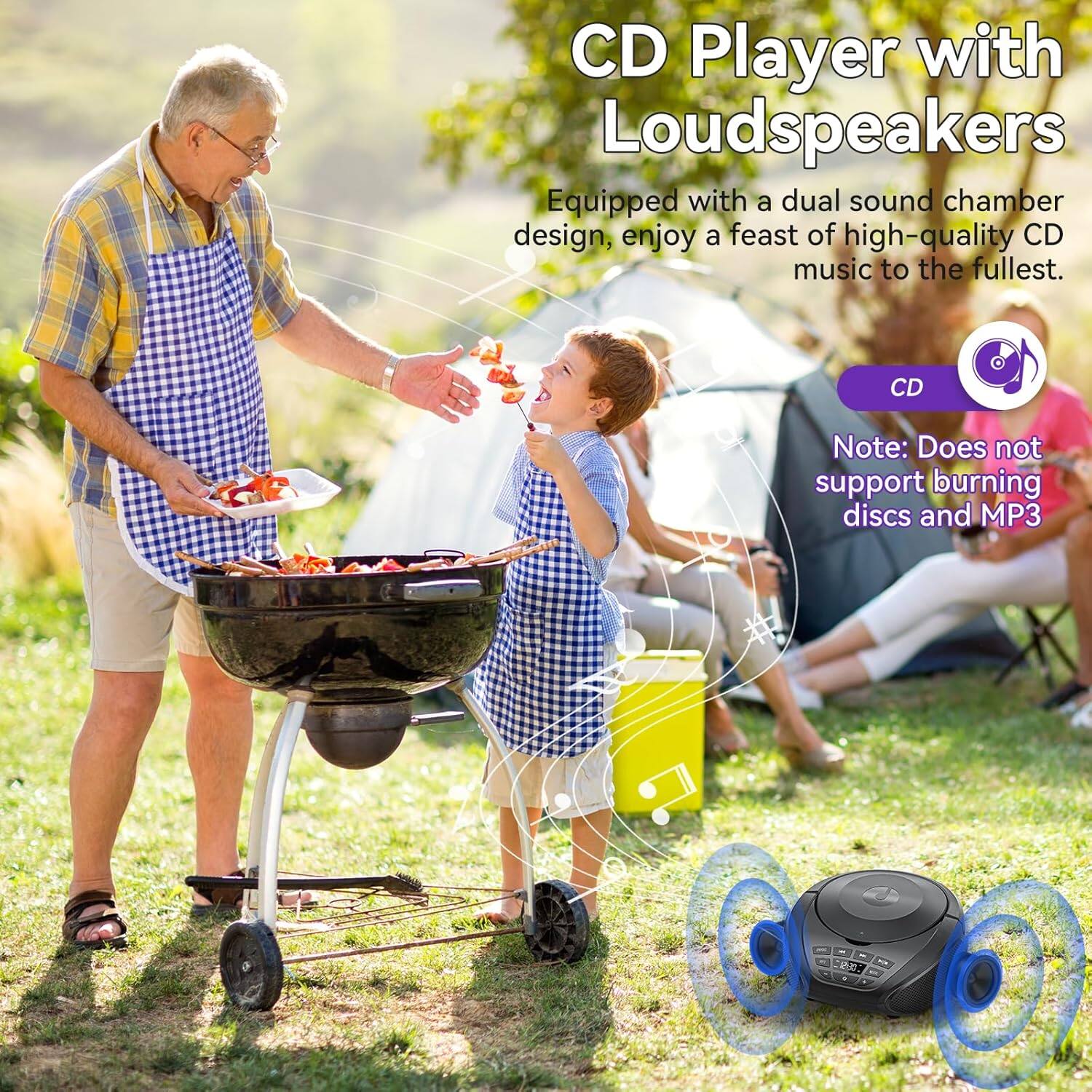 CD Player with Loudspeakers

Equipped with a dual sound chamber design, enjoy a feast of high-quality CD music to the fullest.

Note: Does not support burning discs and MP3.
