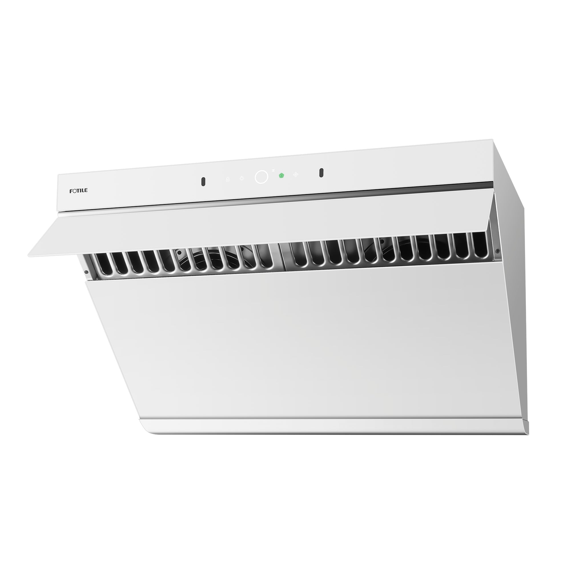 Left. FOTILE - FOTILE 30" 1100CFM Under Cabinet|Wall Mount Range Hood in White Tempered Glass - White.