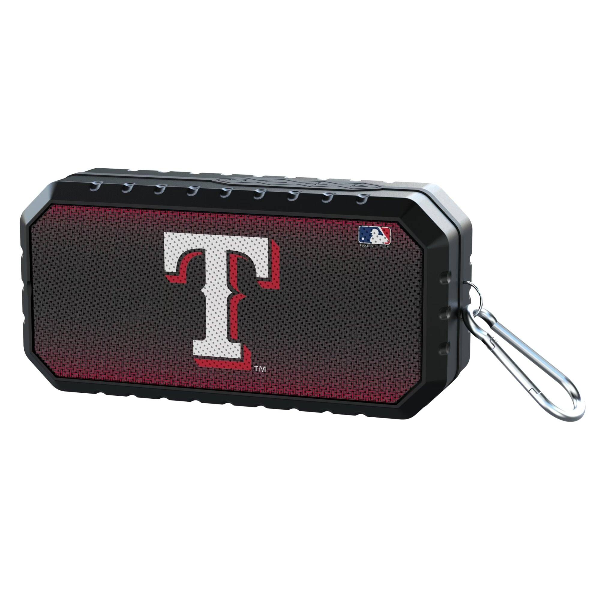 Alt View 1. Keyscaper - Texas Rangers Water Resistant Linen Print Bluetooth Speaker - Black.