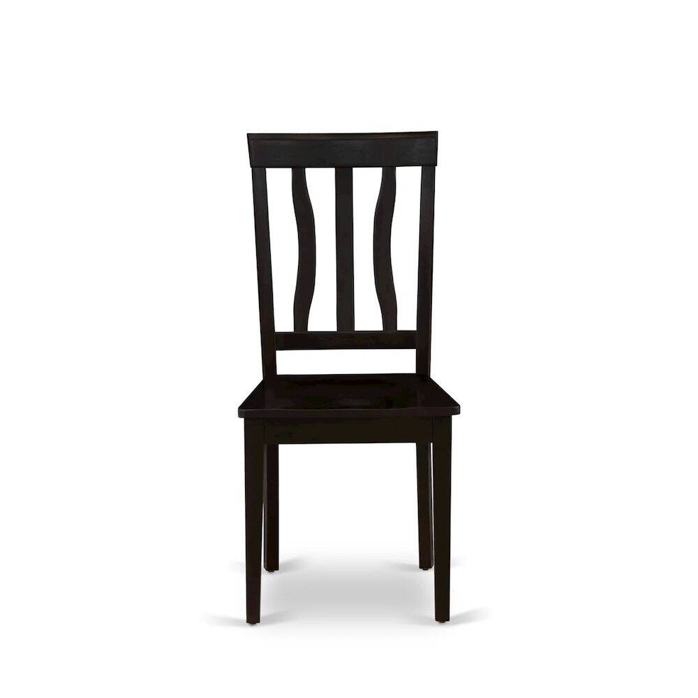 Back. East West Furniture - Antique Dining Room Chairs - Slat Back Wooden Seat Chairs - Cappuccino.