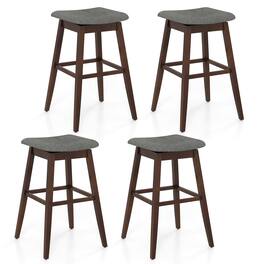 Gymax - Set of 4 Swivel Bar Stools 30'' Bar Chairs w/ Padded Contoured Seat & Footrest - Gray, Brown