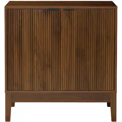 Front. Best Choice Products - Best Choice Products 2-Door Reeded Storage Cabinet w/ Soft-Close Doors, Multipurpose Accent Furniture - Walnut - Walnut.