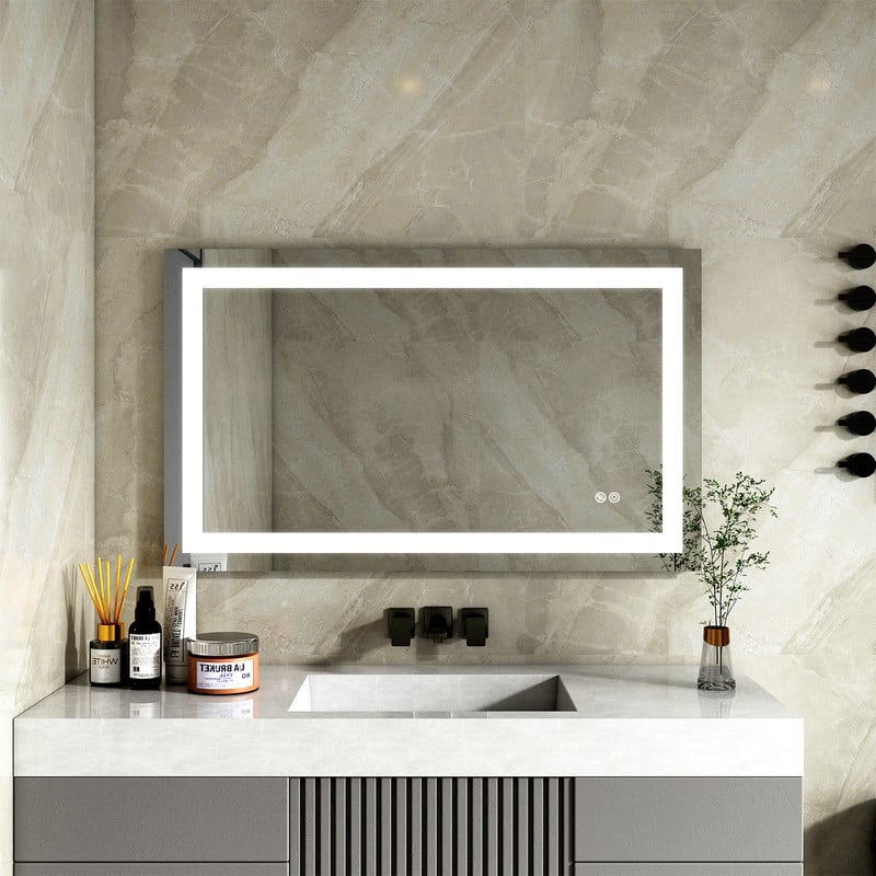"WELLFOR - 40""x24"" Rectangular Frameless Anti-Fog LED Bathroom Vanity Mirror, Wall Mounted Vanity Mirror with Memory Function - Silver" price history on PriceWatchPro