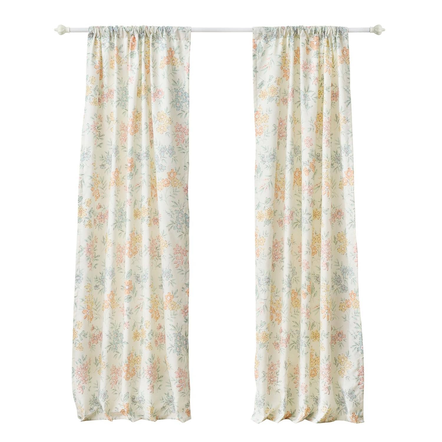 Greenland Home Fashions - Chloe Light Filtering Semi Sheer 3" Rod Pocket Window Panel Pair 42" x 84" - Pastel
