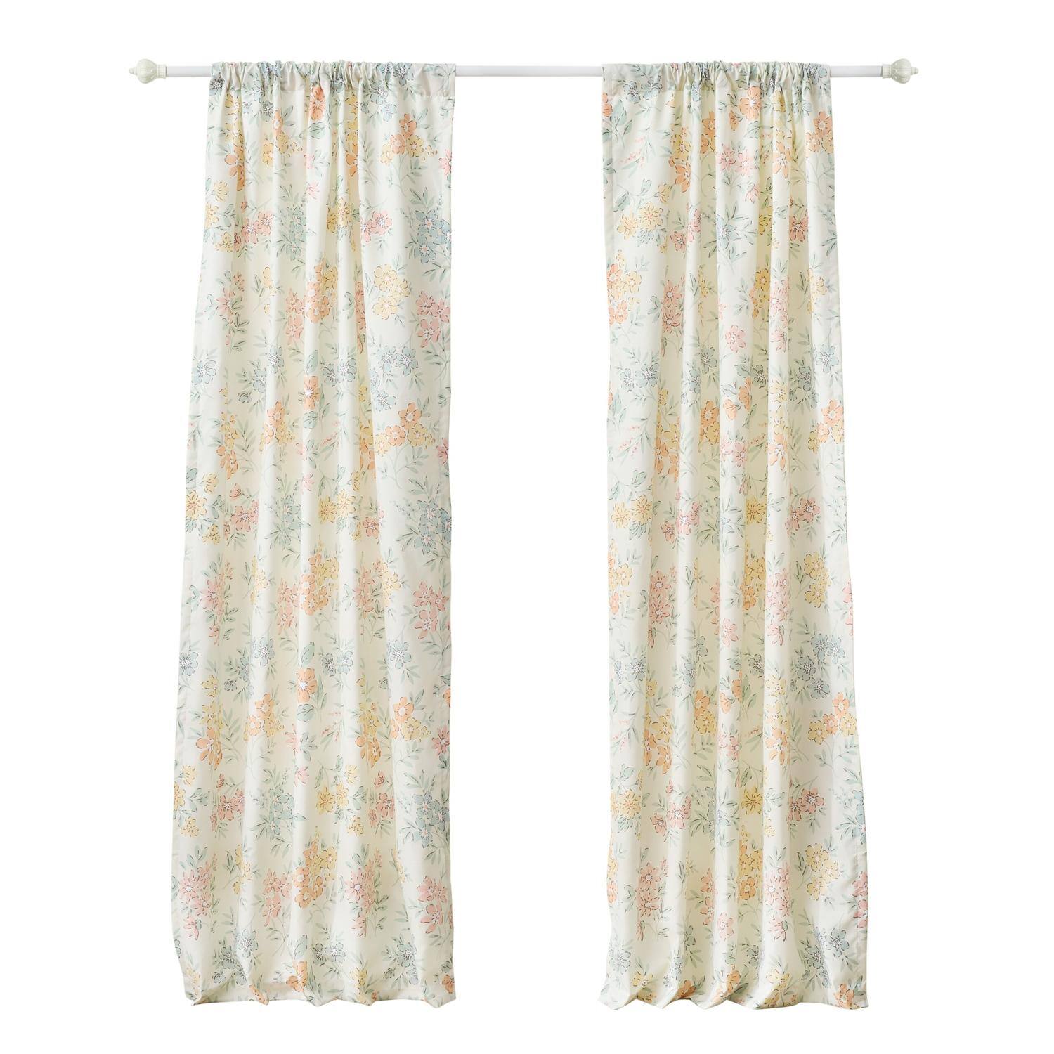 Front. Greenland Home Fashions - Greenland Home Fashions Chloe Light Filtering Semi Sheer 3" Rod Pocket Window Panel Pair 42" x 84" Pastel - Pastel.