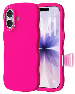 Ornarto - for iPhone 17 Case 6.3", Wavy Liquid Silicone Protection Case with Camera Control Button - Hot Pink