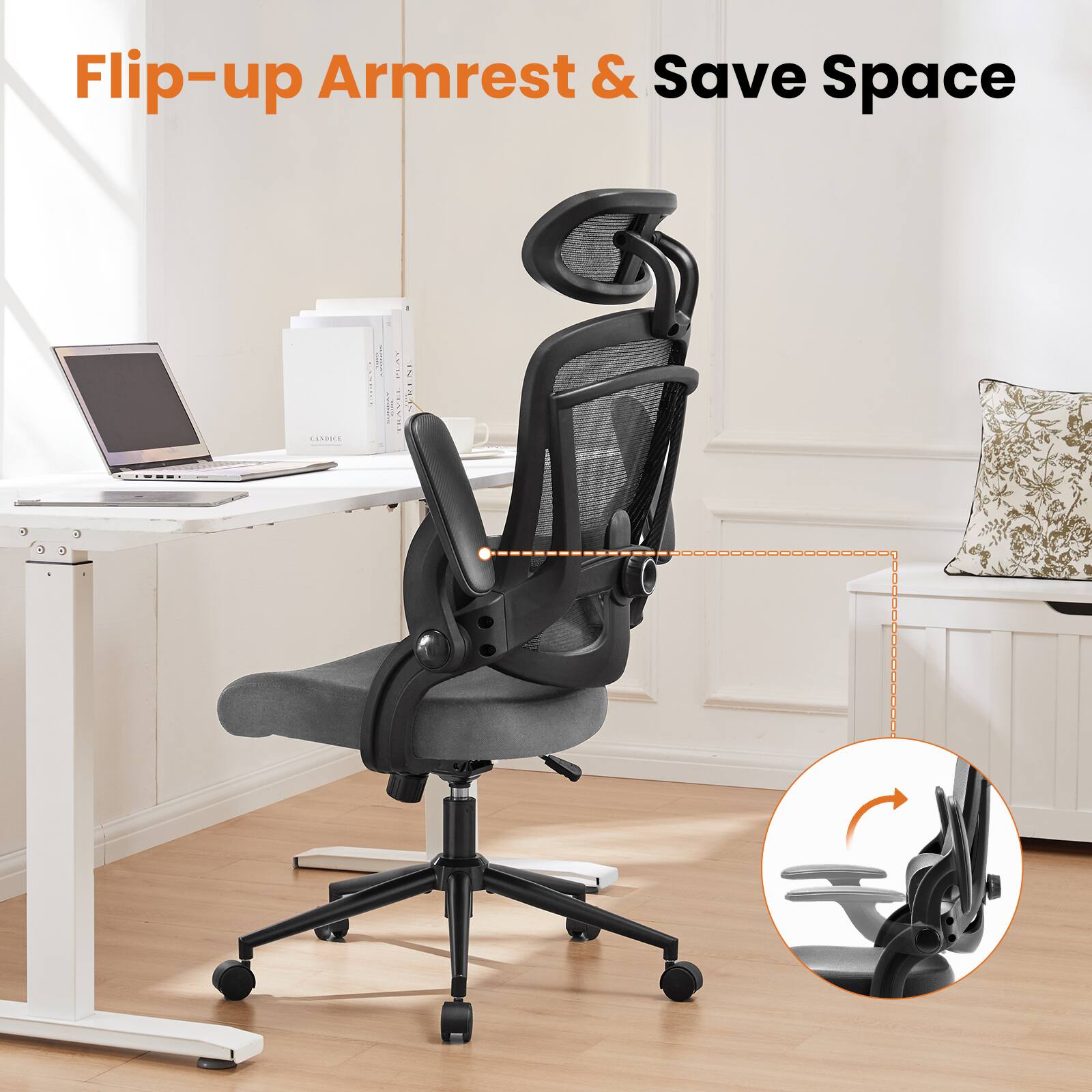 Flip-up Armrest & Save Space