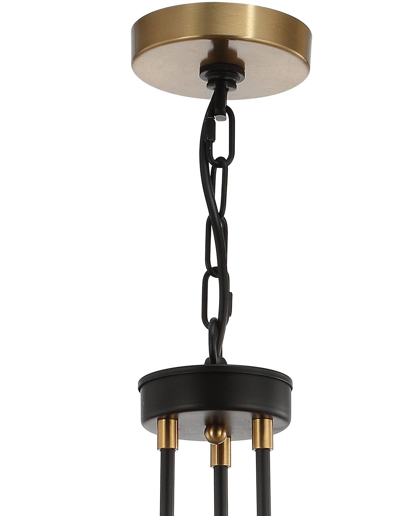 Alt View 5. Jonathan Y - Edison 20" 3-Light Metal LED Pendant, Black/Brass Gold - Black/Brass Gold.