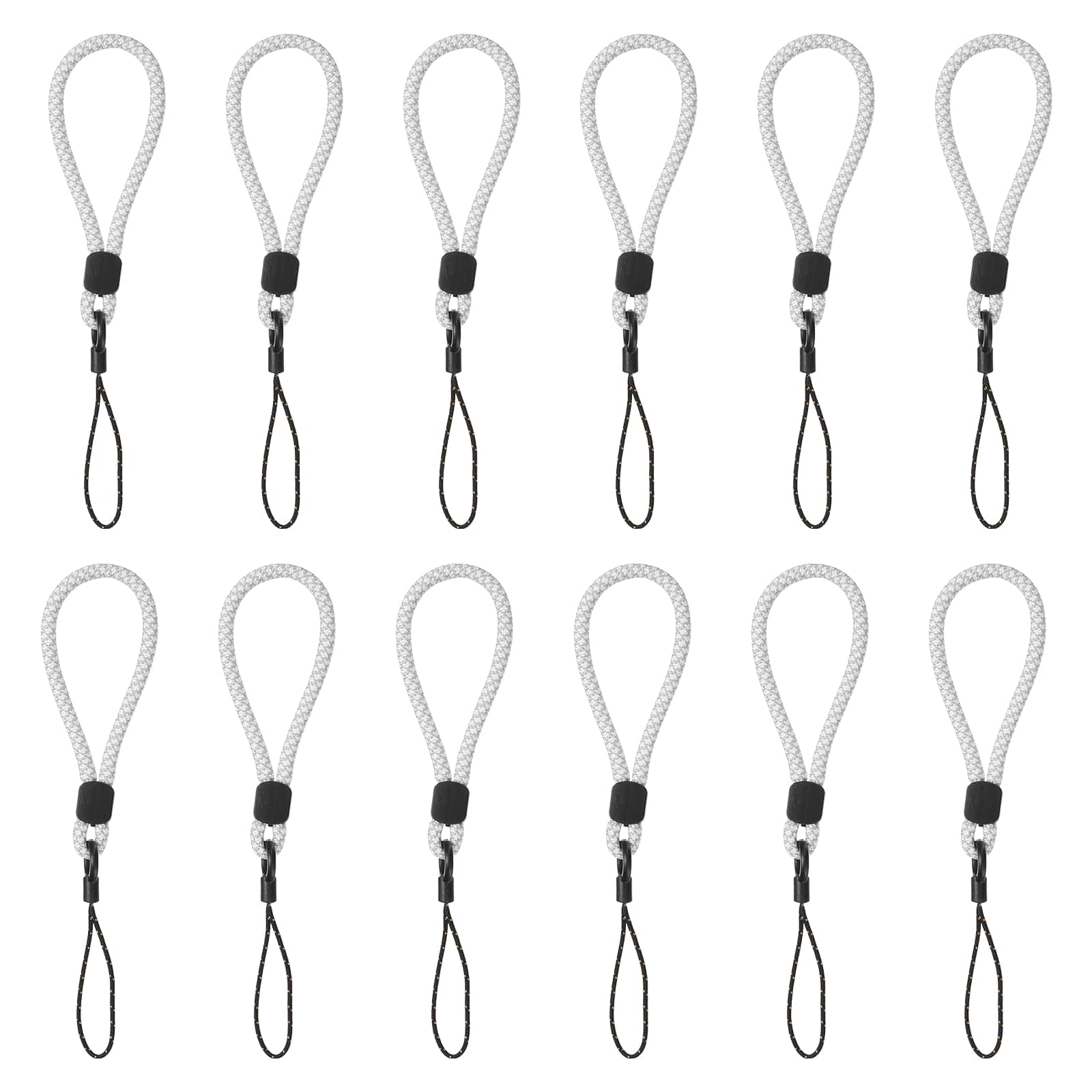 Unique Bargains - 12pcs Phone Lanyards Finger Strap, Short Anti-loss Hanging Rope for Phone, Key, Flashlight, USB Badge - Gray,White