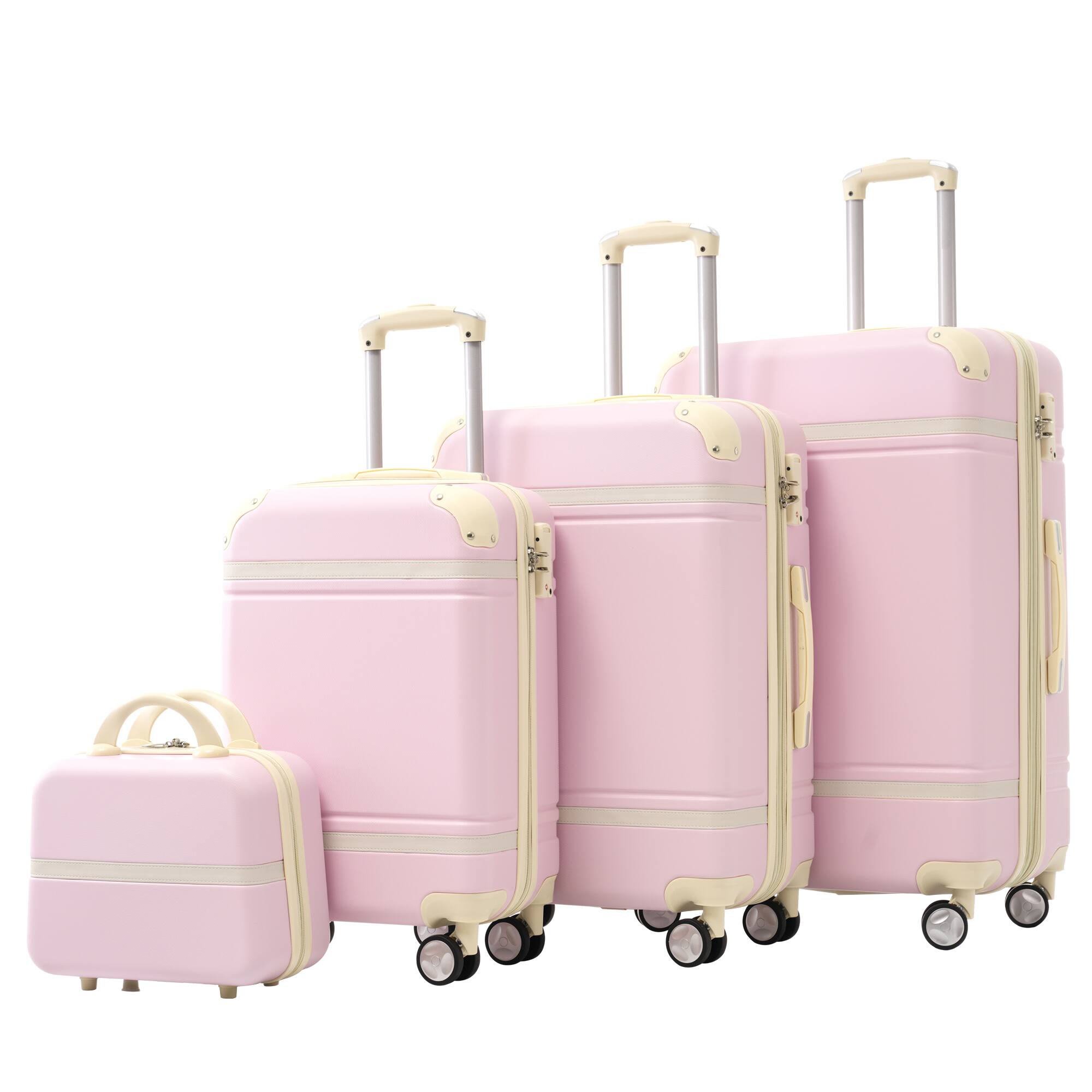 ELEMENT ACE - Hardshell Luggage Set 4 Piece Spinner Suitcase with TSA Lock Lightweight 20"" 24"" 28"" & Cosmetic Case - Light Pink