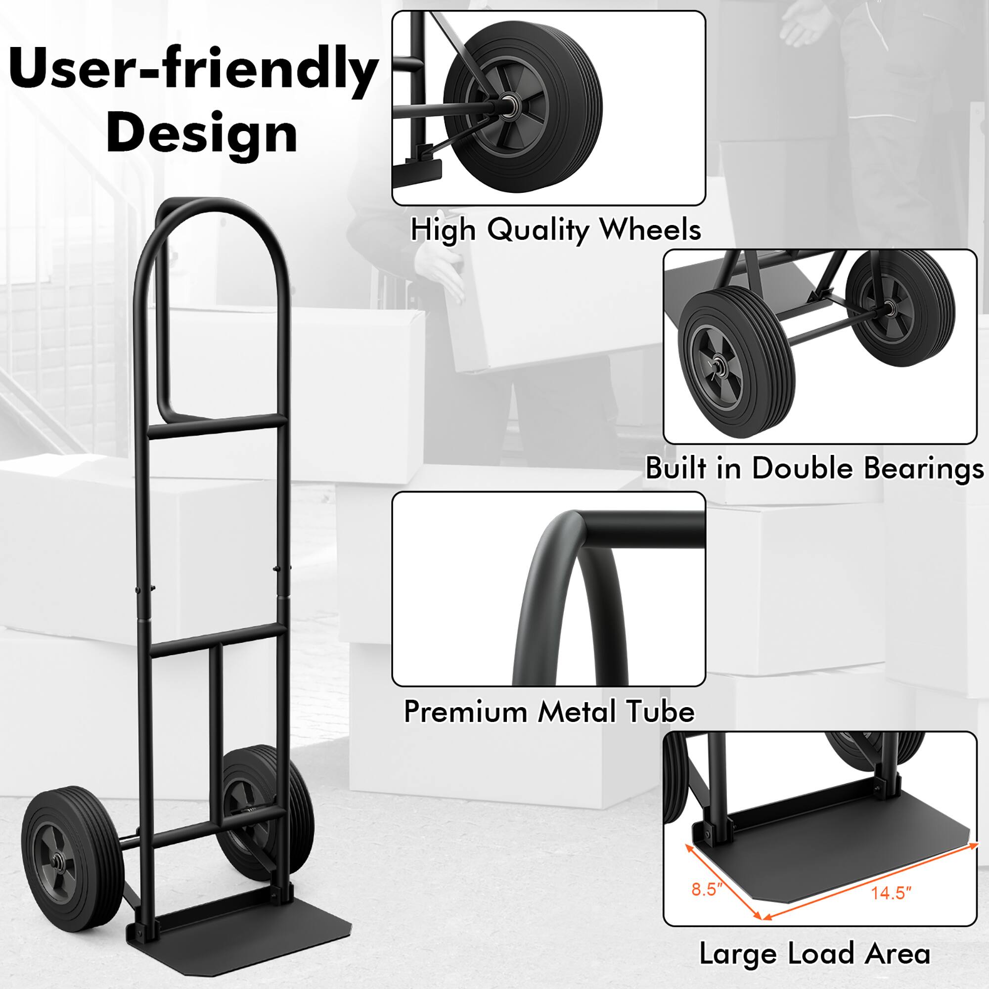 User-friendly Design High Quality Wheels Built in Double Bearings Premium Metal Tube Large Load Area