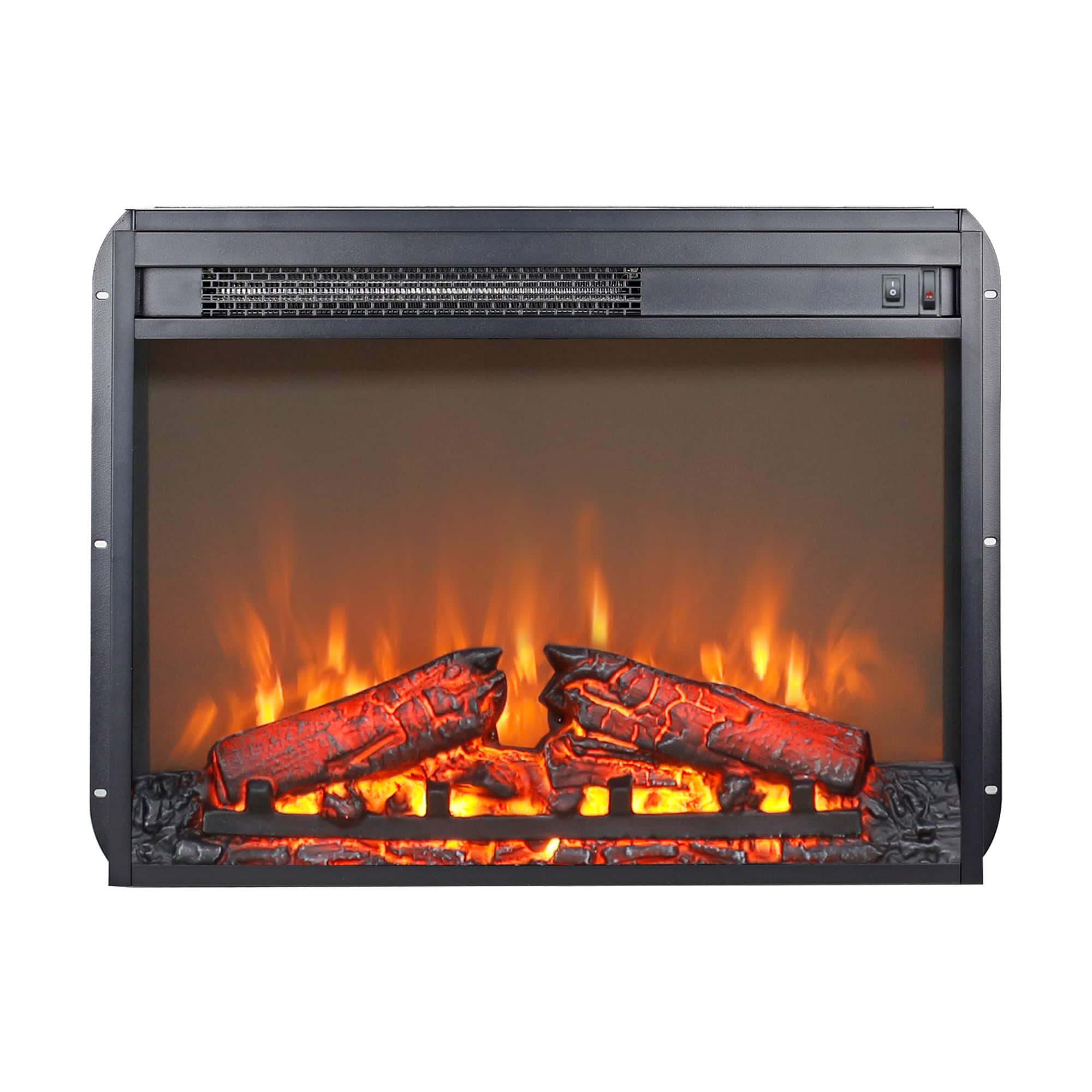 GOODSILO - 23 Inch Electric Fireplace Insert Heater with Log Set & Realistic Flame - Antique Black