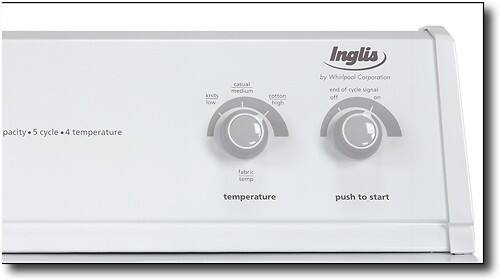 Alt View Standard 2. Inglis - 6.5 Cu. Ft. 5-Cycle Super Capacity Gas Dryer - White-on-White.