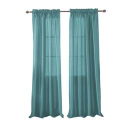 RT Designers Collection - 100% Polyester 82 GSM Faux Silk Nikki Rod Pocket Curtain Panel 54" x 84" - Teal