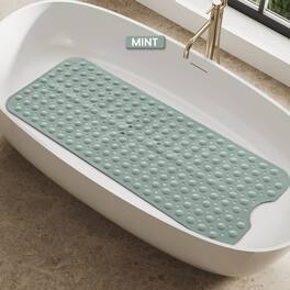 Lux Decor Collection - Bath Tub Mat 40x16 Inch Non-Slip, Quick-Dry Shower Mat with Suction Cups, Machine Washable Bathroom Safety Mat - Mint