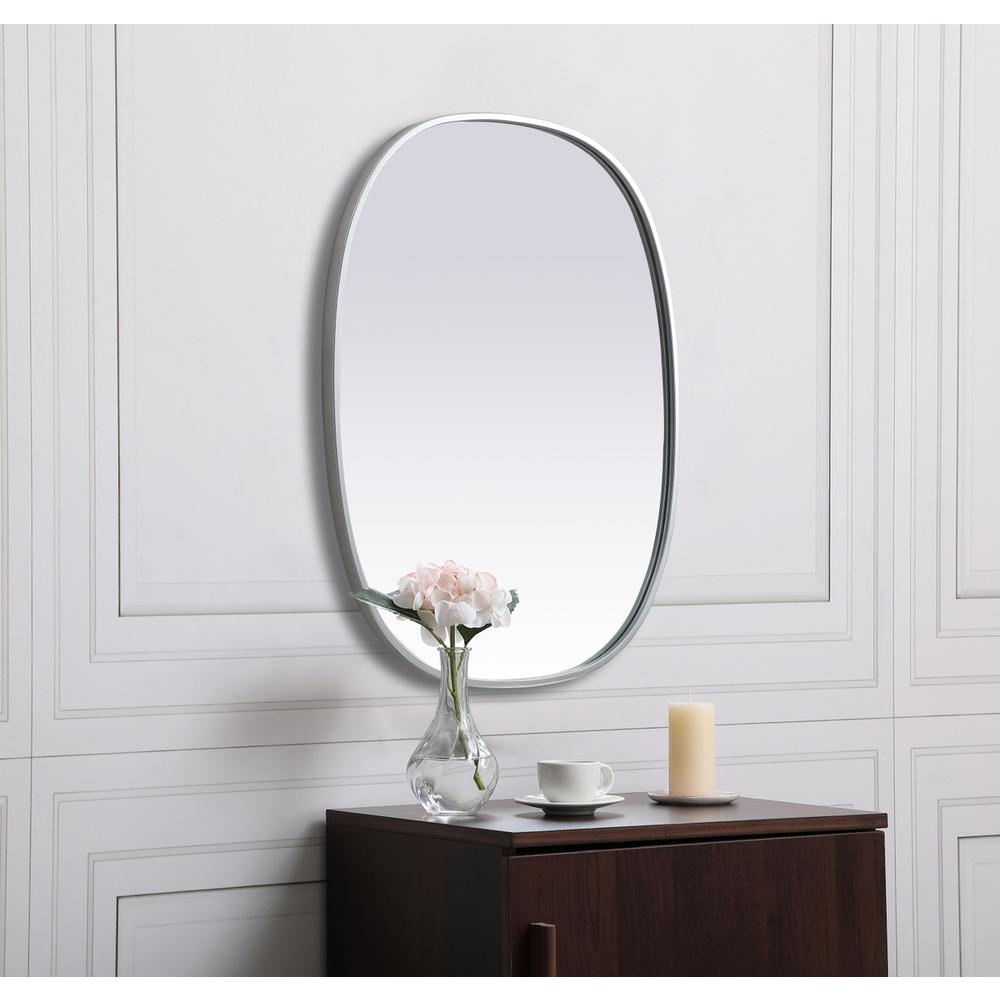 Alt View 7. Elegant Decor - Metal Frame Oval Mirror 24x30 Inch in Silver - Silver.