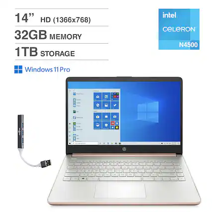 14" HD (1366x768)
32GB MEMORY
1TB STORAGE
intel. CELERON N4500
Windows 11 Pro