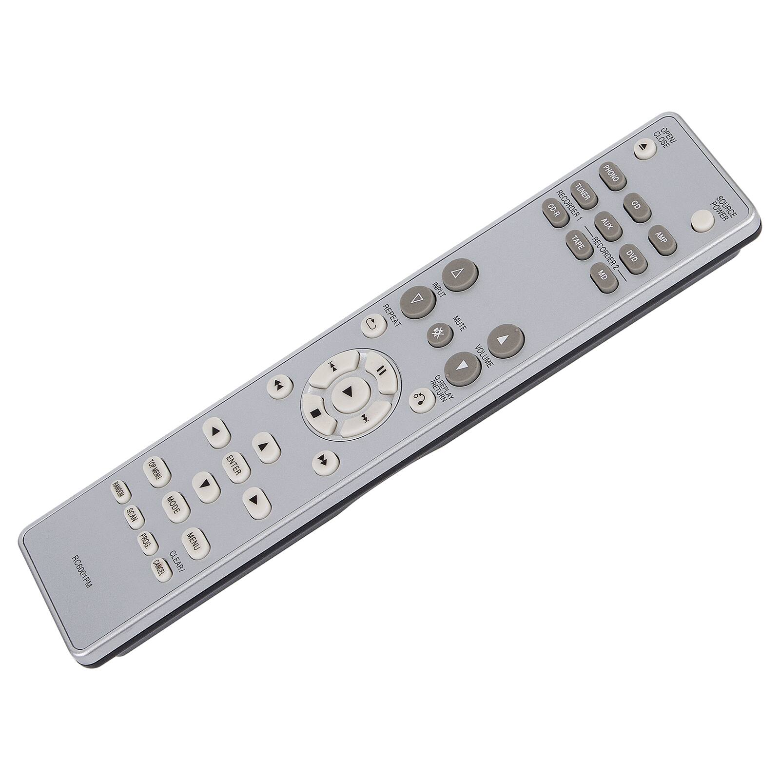 INPUT REPEAT MUTE  
VOLUME = S %  
CLOSE OPEN  
FHONO TUNER CD8 RECORDER CD ATY TAFE AMP MECORDER DVD DA POW SOURCE ROB001PM  
MODE SCAN PROG MENU CANCEL CLEAR ENTER