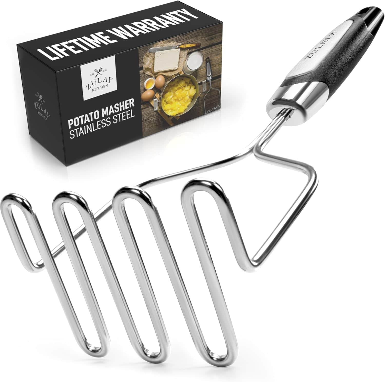 Zulay Kitchen - Potato Mashers Stainless Steel - Premium Masher Hand Tool and Potato Smasher Metal Wire Utensil - Black price history on PriceWatchPro