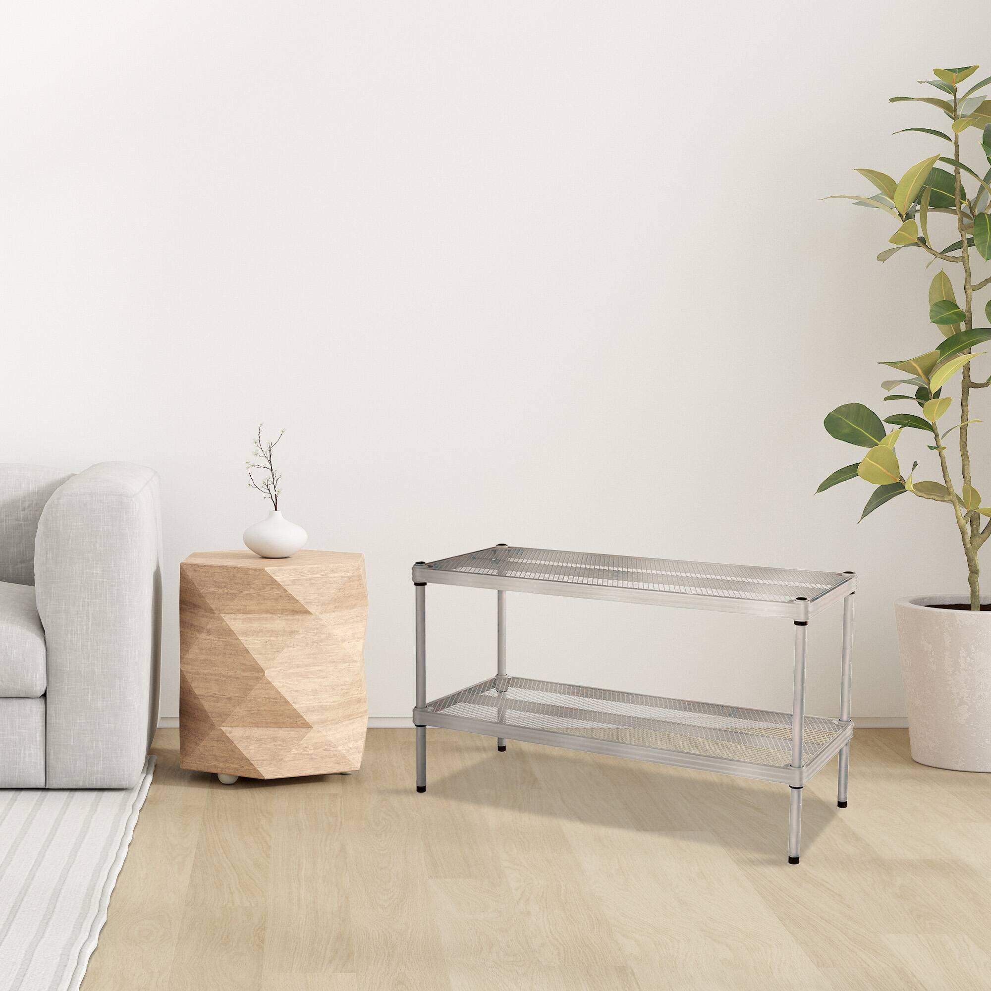 Alt View 1. Design Ideas - Design Ideas MeshWorks 2 Tier Full-Size Metal Storage Shelving Unit Rack, Silver - Silver.