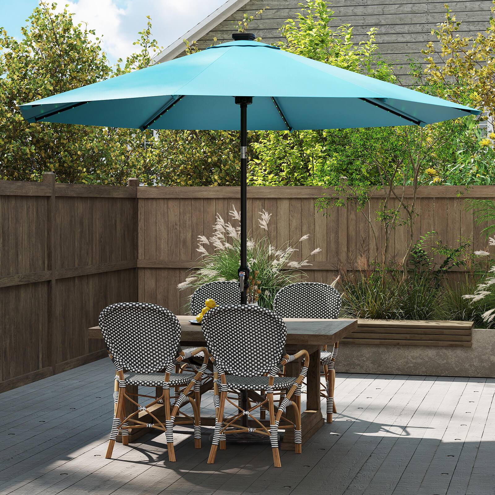 Alt View 1. Costway - Costway 10 FT Solar Patio Umbrella with 96 LED Lights 35° Adjustable Tilt Vented Top - Turquoise.