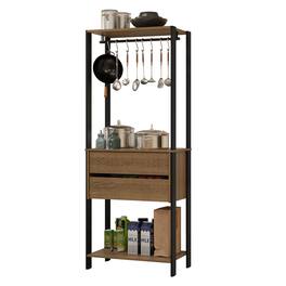 Madesa - Kitchen Pantry Storage Rack with 2 Drawers and Hanging Space 27"L Multiuse Cabinet for Kitchen - Black/Brown - Brown