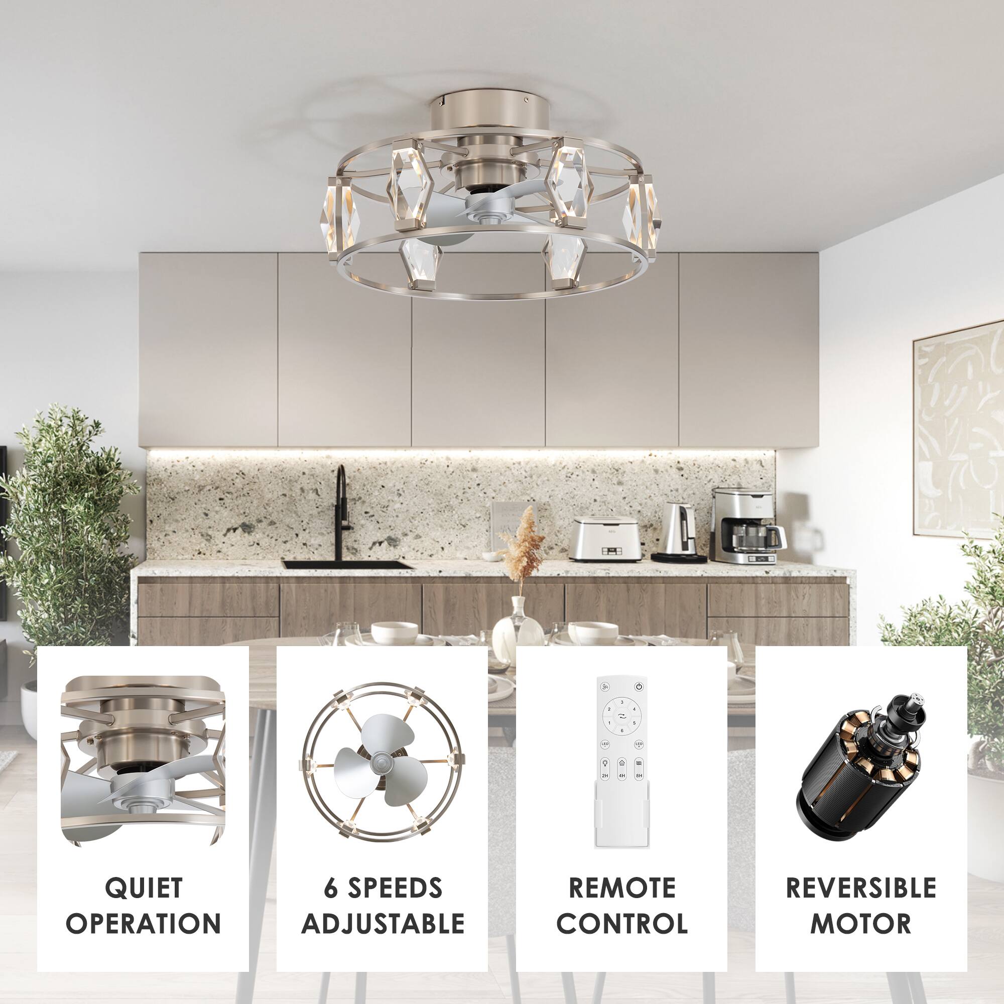 o d Y - QUIET OPERATION, 6 SPEEDS ADJUSTABLE, REMOTE CONTROL, REVERSIBLE MOTOR