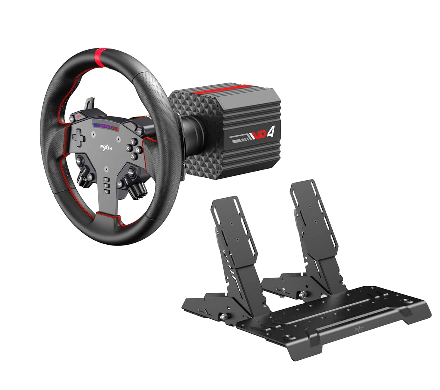 PXN - VD4 Bundle F Direct Drive 4Nm Racing Wheel Base with 11" Wheel & Hall 2-Pedal Set - Black