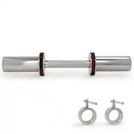 Sunny Health & Fitness - 16" Olympic Dumbbell Bar with Spin-Lock Ring Collars - Silver
