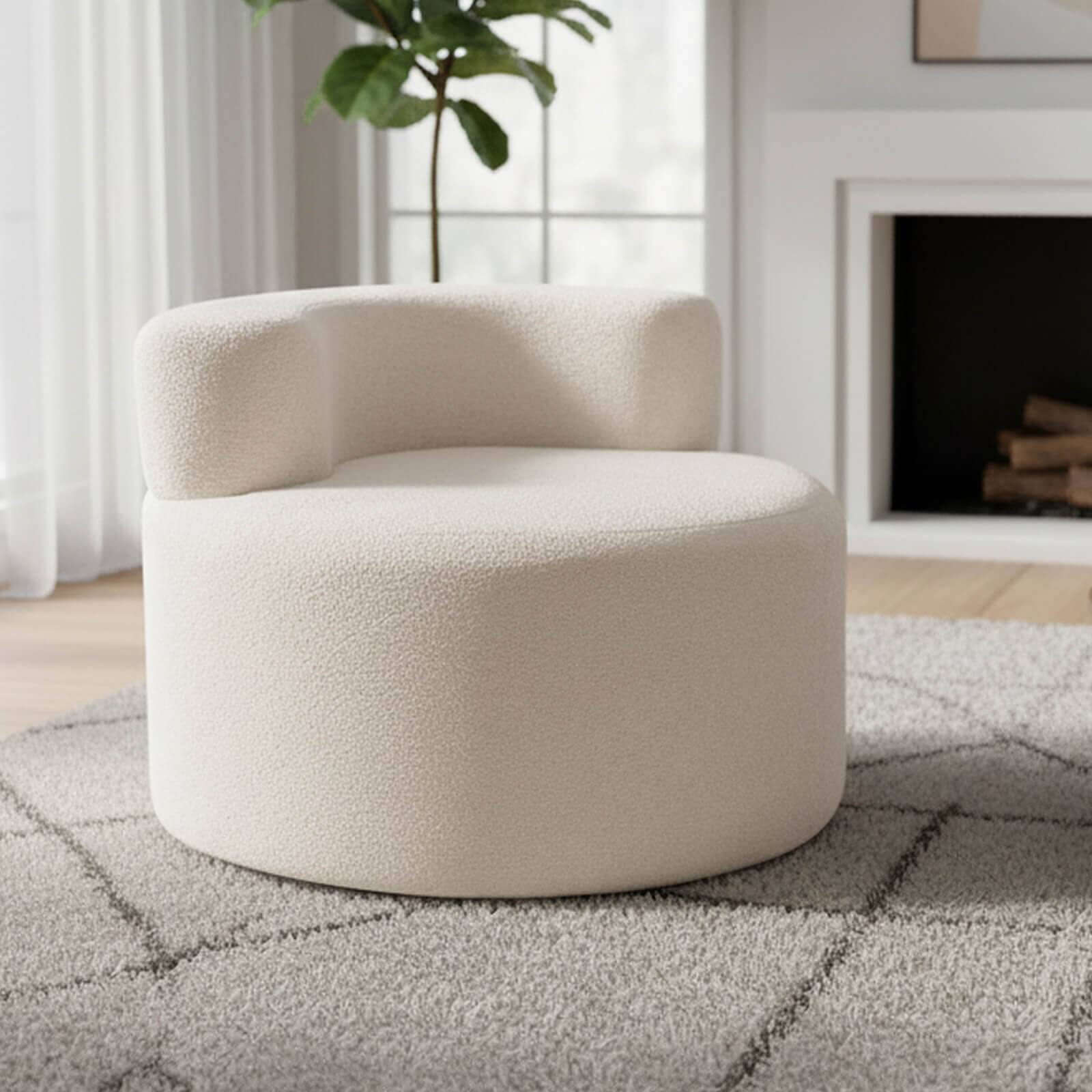 Alt View 4. Costway - Costway Bean Bag Chair with Soft Teddy Fleece & Curved Backrest for Living Room, Bedroom - Beige.