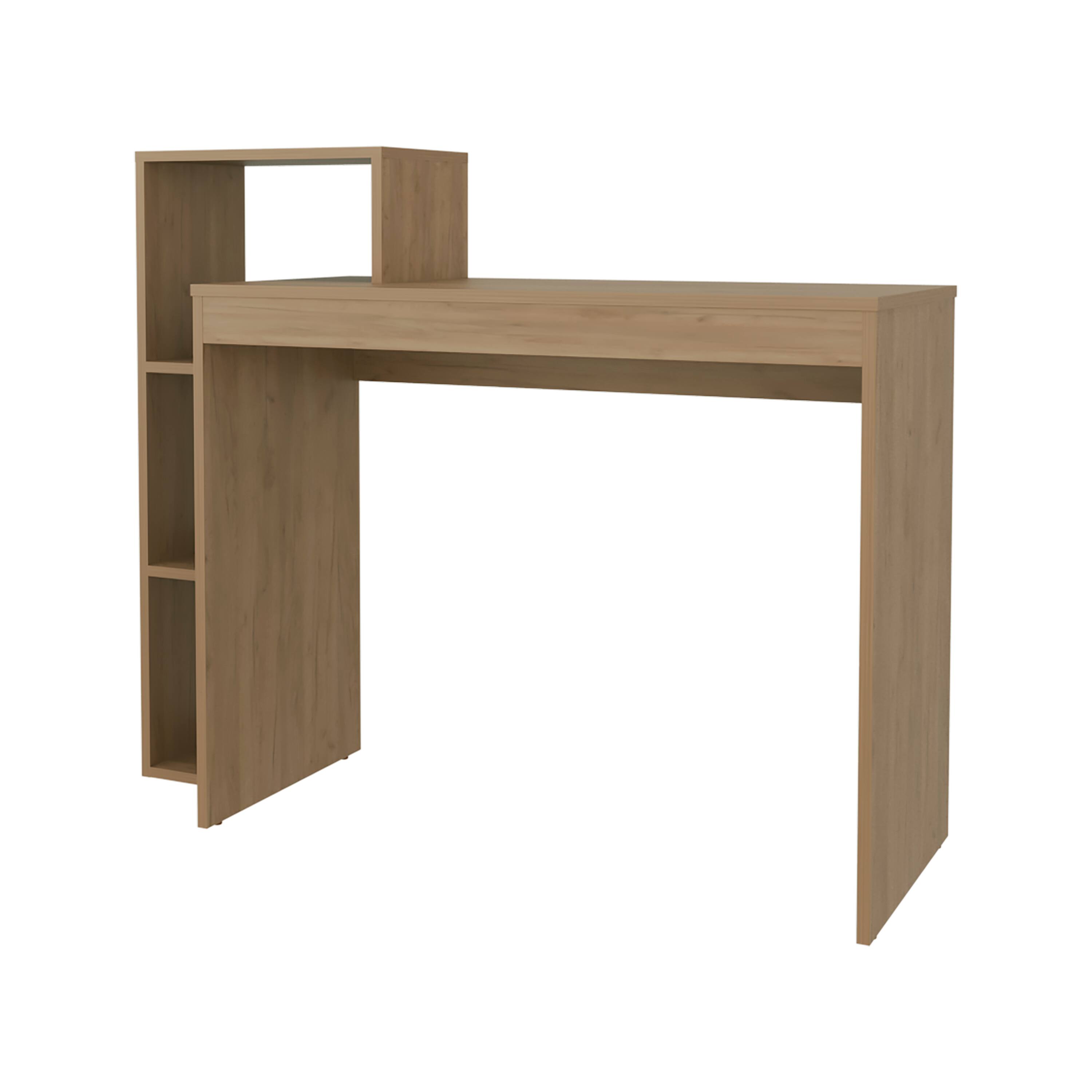 Left. APRILSOUL - Computer Desk with Open Storage Natural Oak - Light Oak.