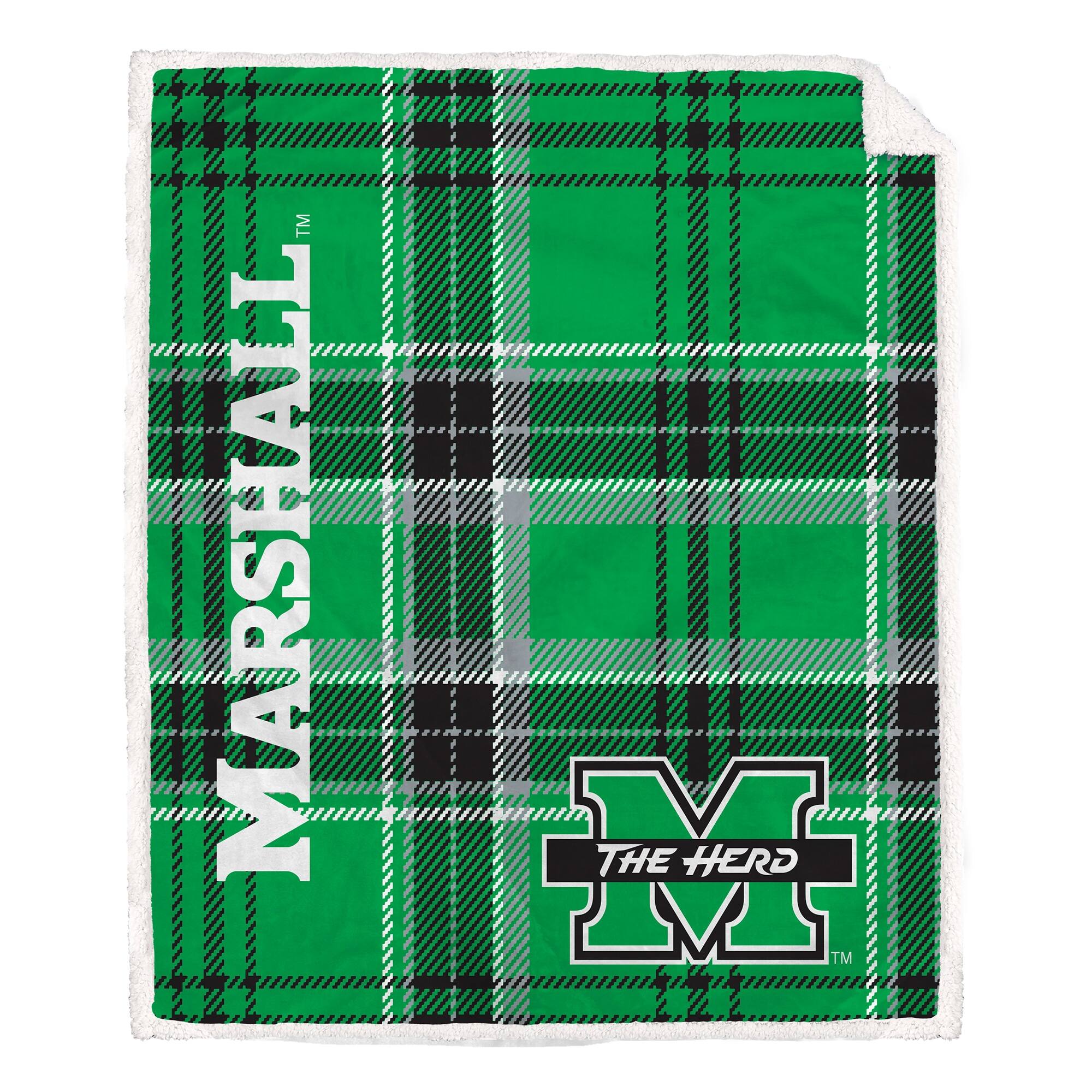 Pegasus - Marshall Thundering Herd 50" x 60" Playmaker Plaid Ultra Cozy Sherpa Throw - Multicolor